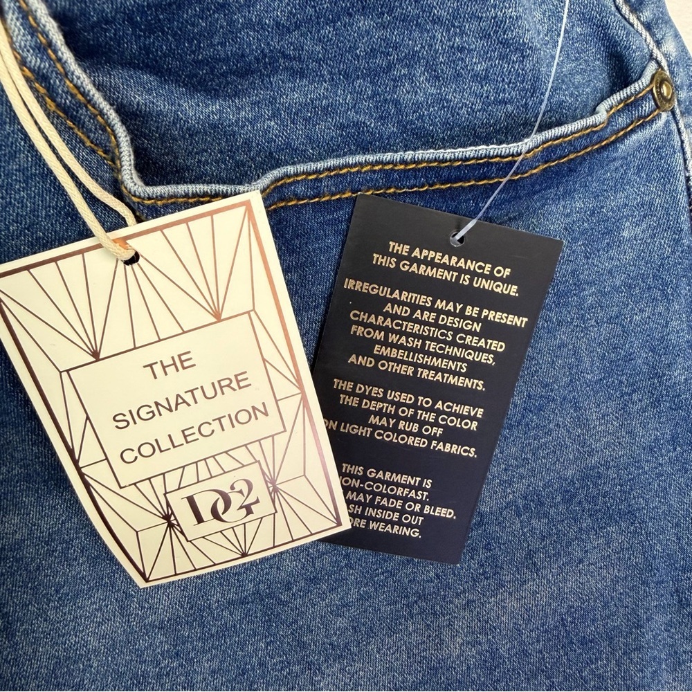 Diane Gilman Signature Studded Blue Denim Straight Jeans Women Size 24W - Picture 9 of 10